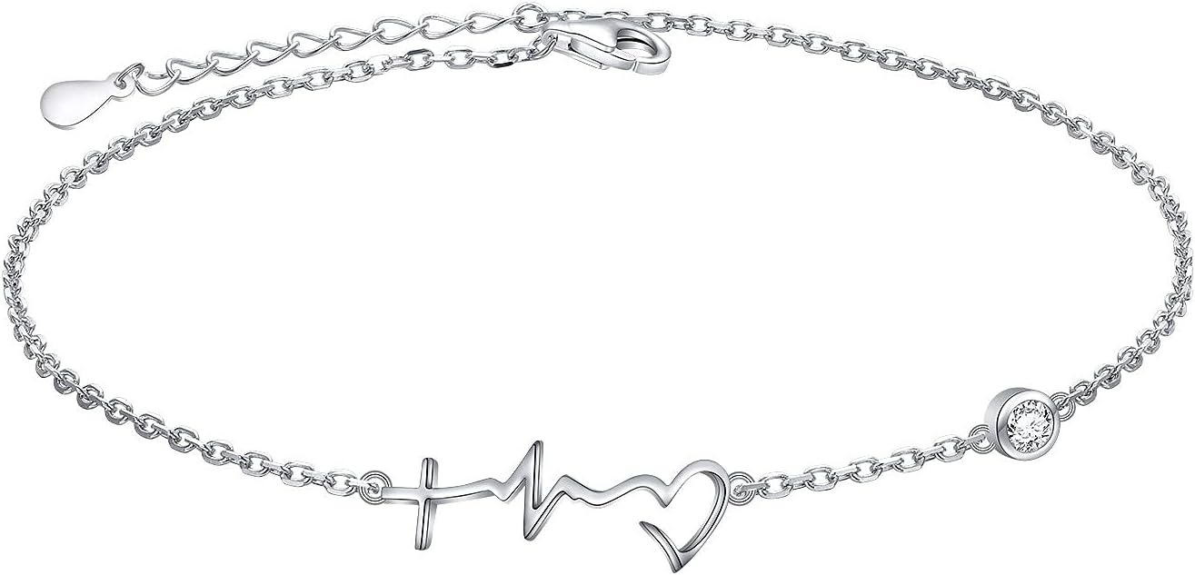 DAOCHONG Item Faith Hope Love Sideways Necklace and Item Faith Hope Love Chain Anklet Bundle