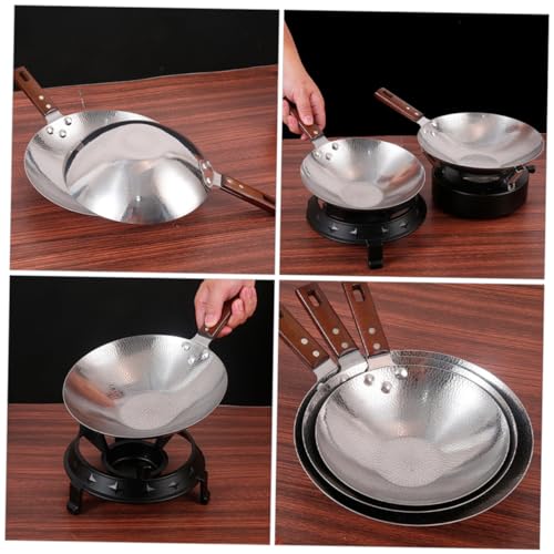 Wok de acero inoxidable con mango de madera Ciieeo miniatura 6