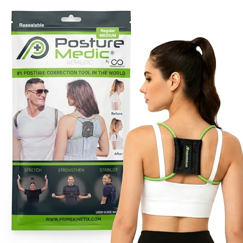 PostureMedic Original Strength Dynamic Posture Corrector for Men & Women – Active Resistance Training System for Back, Neck & Shoulder Pain Relief – Strengthen Muscles & Improve Alignment - Medium (Green)