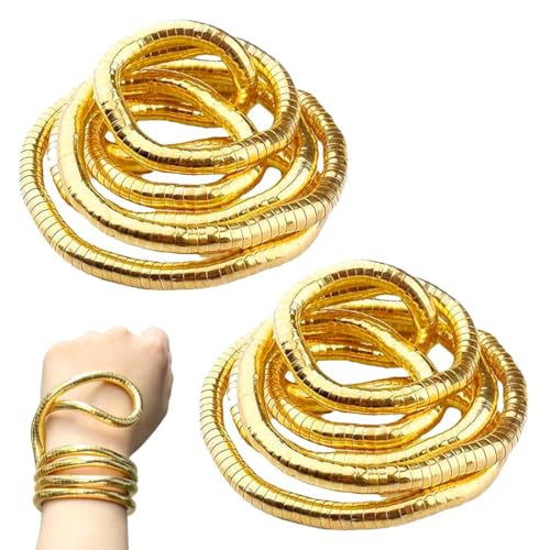 GXGM 2 Piezas Joyas de Serpiente – Collar Flexibles para Mujer, Collar Moldeable Dorado, de Serpiente Ajustable, Enrollable y Retorcido – Regalos Mujer Cumpleanos, 6x900mm, Oro