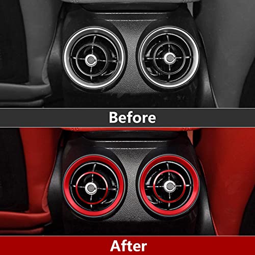 Image of 4PCS Car Air Vent Frame Trim AC Sticker Decals Aluminum Alloy Compatible with Alfa Romeo Giulia 952 Stelvio 949 2016-2026 Accessories (Rear)
