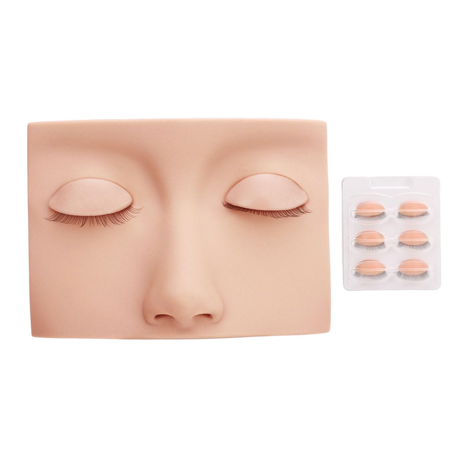 Wimpernverlängerungs-Übungskopf Aus Silikon – Mit 4 Paar Austauschbaren Augenlidern, Für Make-up & Beauty-Training