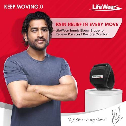 Image of LifeWear Tennis Elbow Brace for Pain Relief, Adjustable Elbow Band with Compression Pad, Forearm Support Strap for Gym, Tennis, Badminton, Golf and Other Sports, For Men and Women, Universal Size