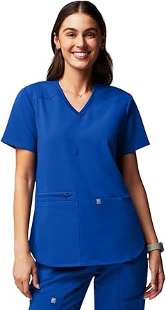 Fabletics Womens Mode Scrub Top - MotionTech, 4-Way Stretch, Wrinkle-Resist, Anti-Shrink
