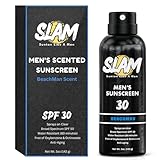 SLAM BeachMan Men's Scented Sunscreen Spray SPF 30 – Broad Spectrum Sun Screen for Face & Body, Water & Sweat Resistant Spray Sunscreen SPF 30, UVA/UVB Protection, Mens Sunblock