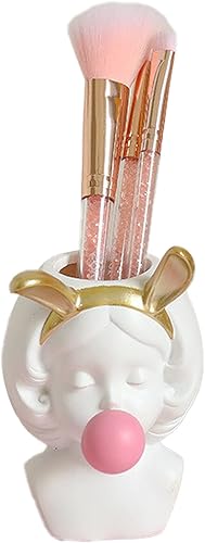 DAMJTLM Figura de goma de mascar de resina para niñas, soporte para lápices, organizador de escritorio, organizador de brochas de maquillaje