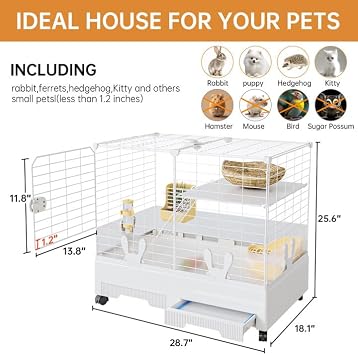 Oneluck Bunny Cage Indoor Rabbit Hutch with Pull Out Tray Rabbit, Guinea Pig, Chinchillas, and Small Animal Cage