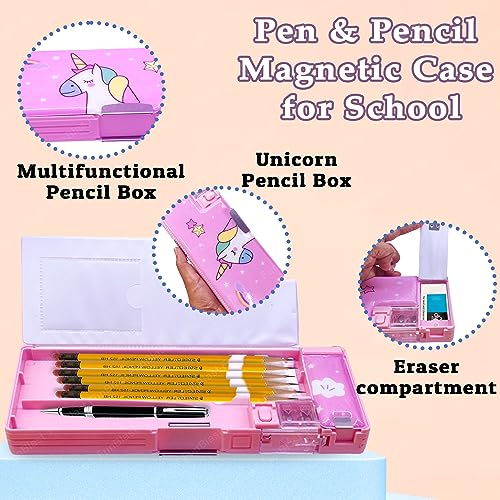 Image of FunBlast Multifunctional Pencil Box for Kids, Unicorn Pencil Box Girls, Magnetic Pencil Box for Girls, Unicorn Return Gifts for Kids