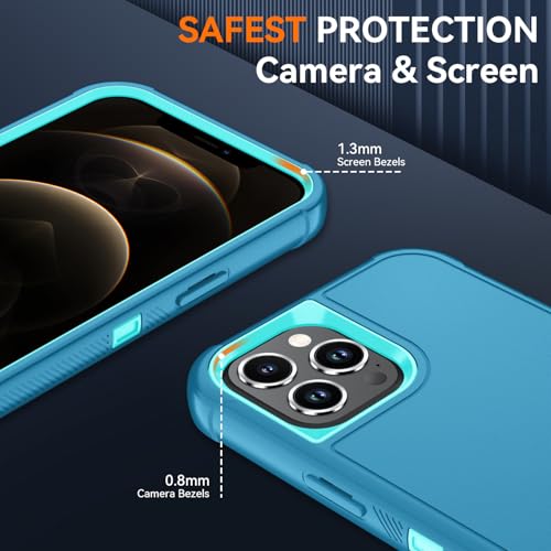 Image of SunStory Compatible with iPhone 12 Pro Max Case with HD Screen Protector, 3-Layer Heavy Duty Full-Body Cover,3 in 1 Hybrid Protective Case for iPhone 12 Pro Max 6.7 inch,LakeSkyBlue