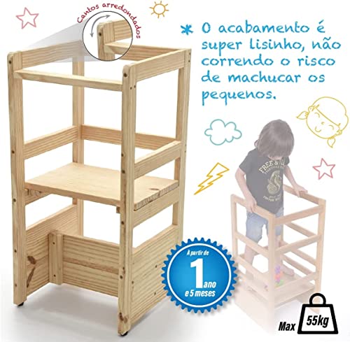 Torre De Aprendizagem Montessoriana 4x1 - Torre/Mesa/ Cadeira/Cadeirão - PINUS ou MDF