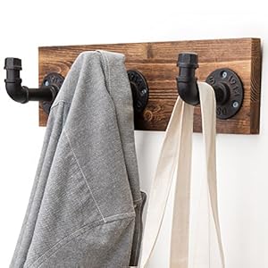 Mygiftburntwoodwallmountcoathookrackandhatrackwith3hookspipefixturedesign Urban Country Home Decor Mygift burnt wood wall mount coat hook rack and hat rack with 3 hooks pipe fixture design urban country home decor