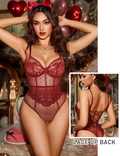 Avidlove Sexy Lingerie for Women Lace Teddy Bodysuit One Piece Lingerie - image 2