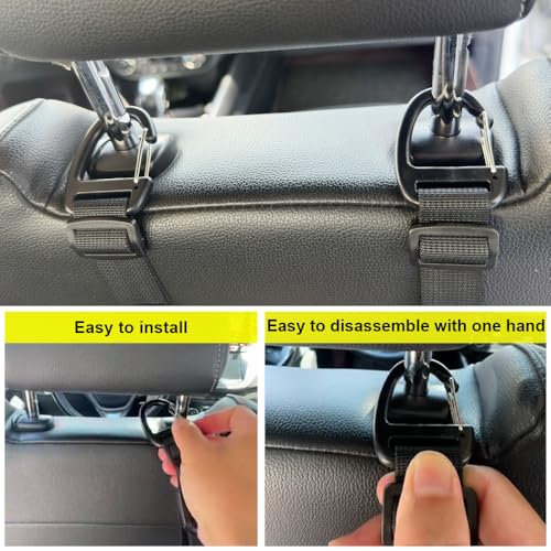Image of Car Headrest Hooks, Backseat Storage Organizer Hangers, Universal Vehicle Seat Back Hooks, 4 Pack