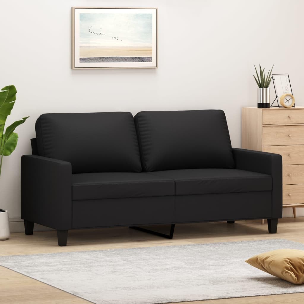Divano a 2 posti, nero, 140 cm, in ecopelle, per soggiorno, camera da letto, camera degli ospiti