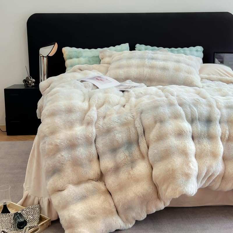 Amazon｜グラデーションカラー布団カバーセット、高級フェイクファー