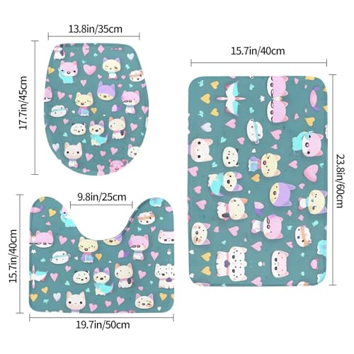 Tapis de bain antidérapants 3 pièces absorbants à motif mignon - 3