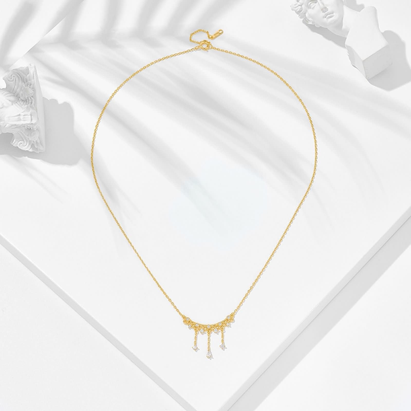Żółte złoto 9K/14K/18K naszyjnik z moissanitem, zawieszka korona łza 45 cm