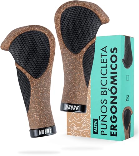 AARON - Puños de bicicleta ergonómicos con acolchado de gel, goma antideslizante, para bicicleta eléctrica, trekking, bicicleta de montaña, ciudad, turismo