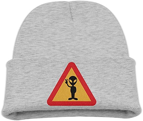 OHMYCOLOR Warning for Space Aliens Kid Knit Beanies Hats for Boys Girls Fashion Cotton Winter Toddler Trucker Baseball Caps Snapback
