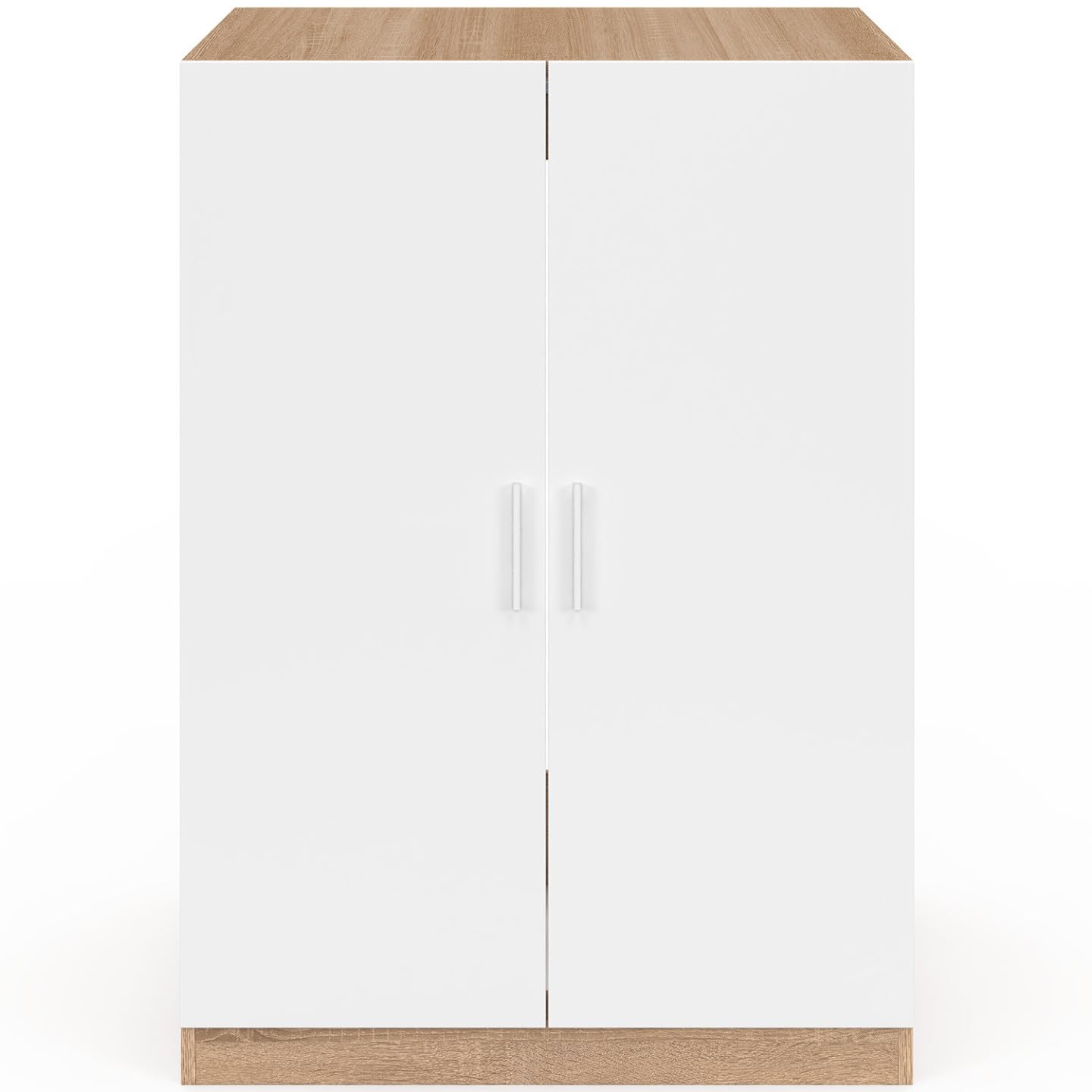 IDMarket – Mueble para lavadora con puertas Wallis blanco y madera efecto haya