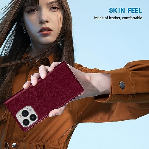 Image of ZZXX for iPhone 13 Pro Wallet Case Strong Magnetic 6.1 inch,Wine Red