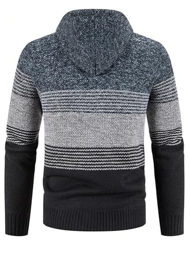 SOLY HUX Men's Zip Up Hoodies Cardigan Color Block Long Sleeve Hooded Knit Sweater Jacket2