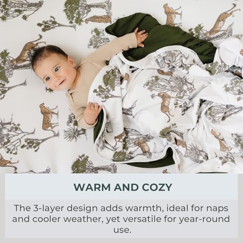 Image of Pobibaby Boy Blankets, Toddler Blanket, 50x50, Soft Cotton (Safari)