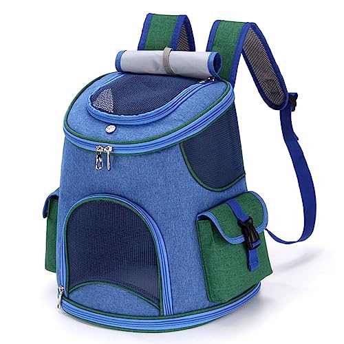 FUNAT Haustier Rucksack für Reisen Portable Katzentasche, Hund Mesh Atmungsaktiver Faltbarer Rucksack, Hund Reisetasche für Wandern Fahrrad und Motorrad zu Fuß
