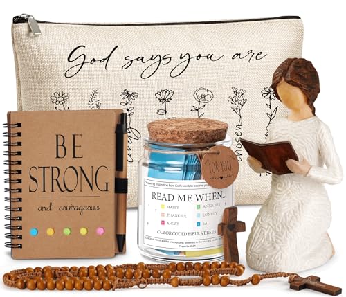 XMNZD Christian Gifts for Women Faith,Birthday Christmas Baptism Graduation Gifts for Her,Inspirational Religious Gift, Catholic Spiritual Gift Basket,Bible Verse Jar,Bible Accessories