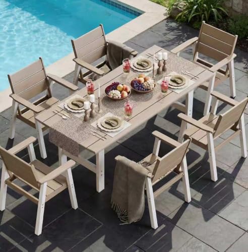 Polyhouz Outdoor Dining Set,7-Piece Patio Table and Chairs Set for 6, HDPE Outdoor Dining Table and...