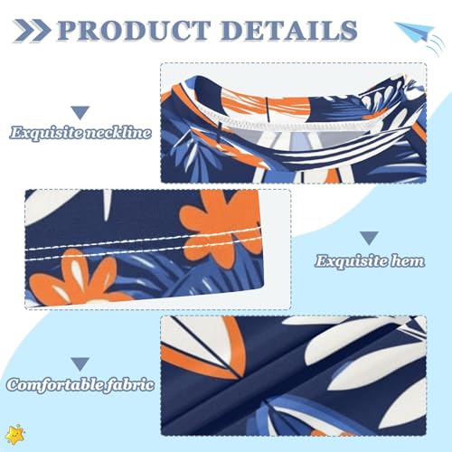 Boys Short Sleeve T-Shirts Surfboard Palm Tree Floral Rashguard Kids Swim Shirts Sun UPF 50+3