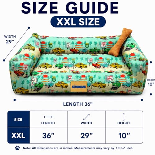 Image of SITSNOOZE XXL Dog Bed (30 to 45kg) for Doberman, Great Dane, Mastiff - Heavy Duty Orthopedic Pet Mattress, Waterproof Washable Big Sofa Lounger, Non-Slip Calming Cushion (Print 18, XXL)