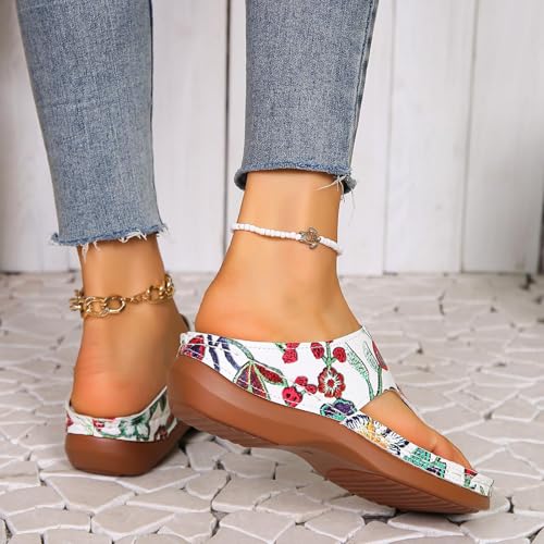 Orthopedic Sandals for Women 2025 Wide Width Comfort Orthotic Flip Flops with Arch Support Wedges Womens Walking Thong Flip Flops Slip on Beach Sandals3