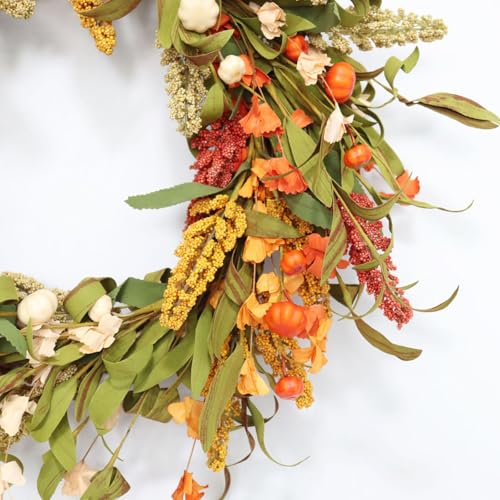 22 Inches Farmhouse Style Plastic Simulation Fall Wreaths for Daily Autumn - image 5