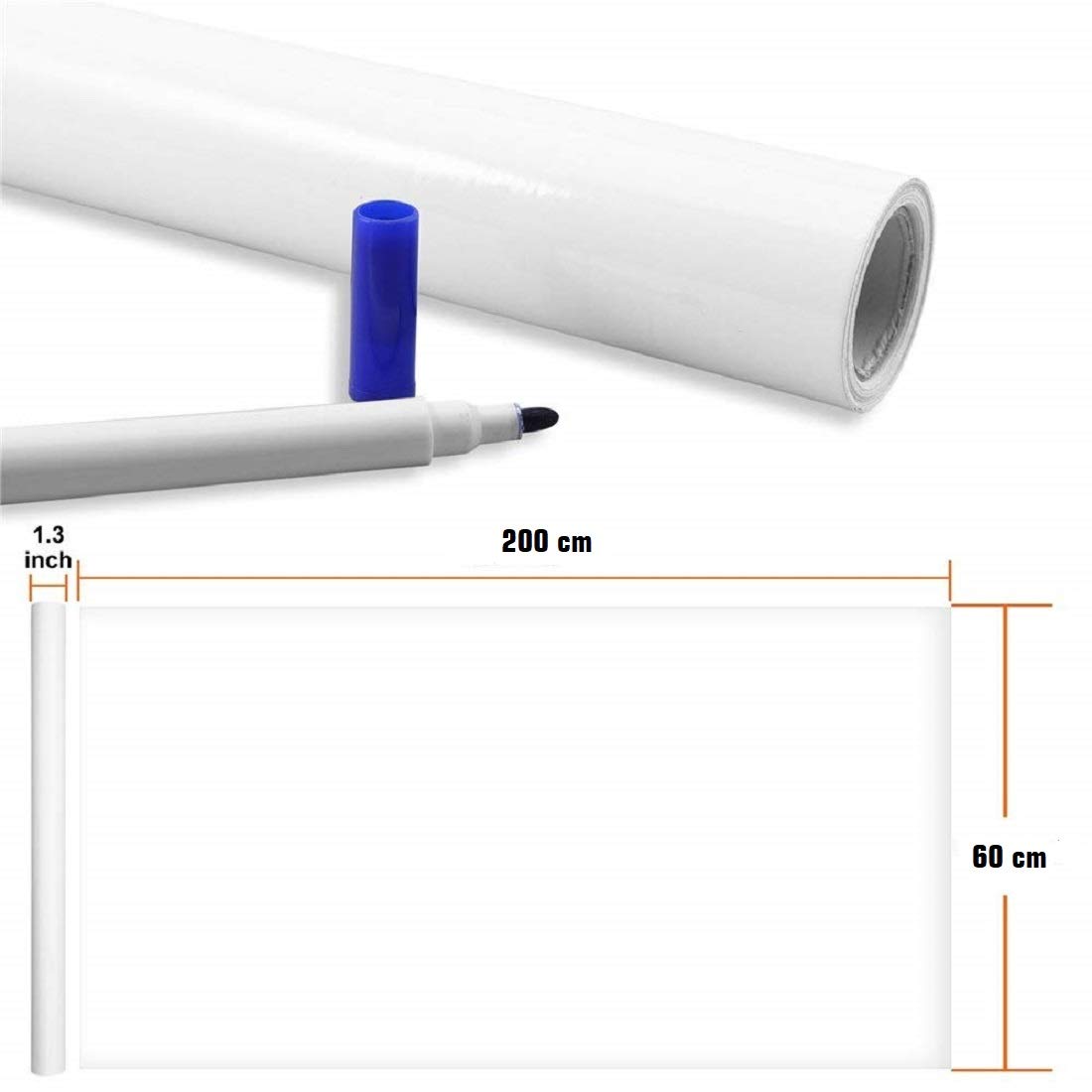 Awestuffs Imported Whiteboard Self Adhesive Wallpaper Sticker for Kids Home Classroom Office Room with Marker (XXXL - 60 x 200 cm)