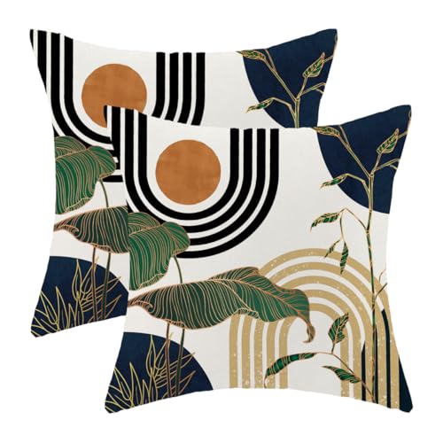 Navy Blue Gold Mid Century / 18" x 18" (Pack of 2)