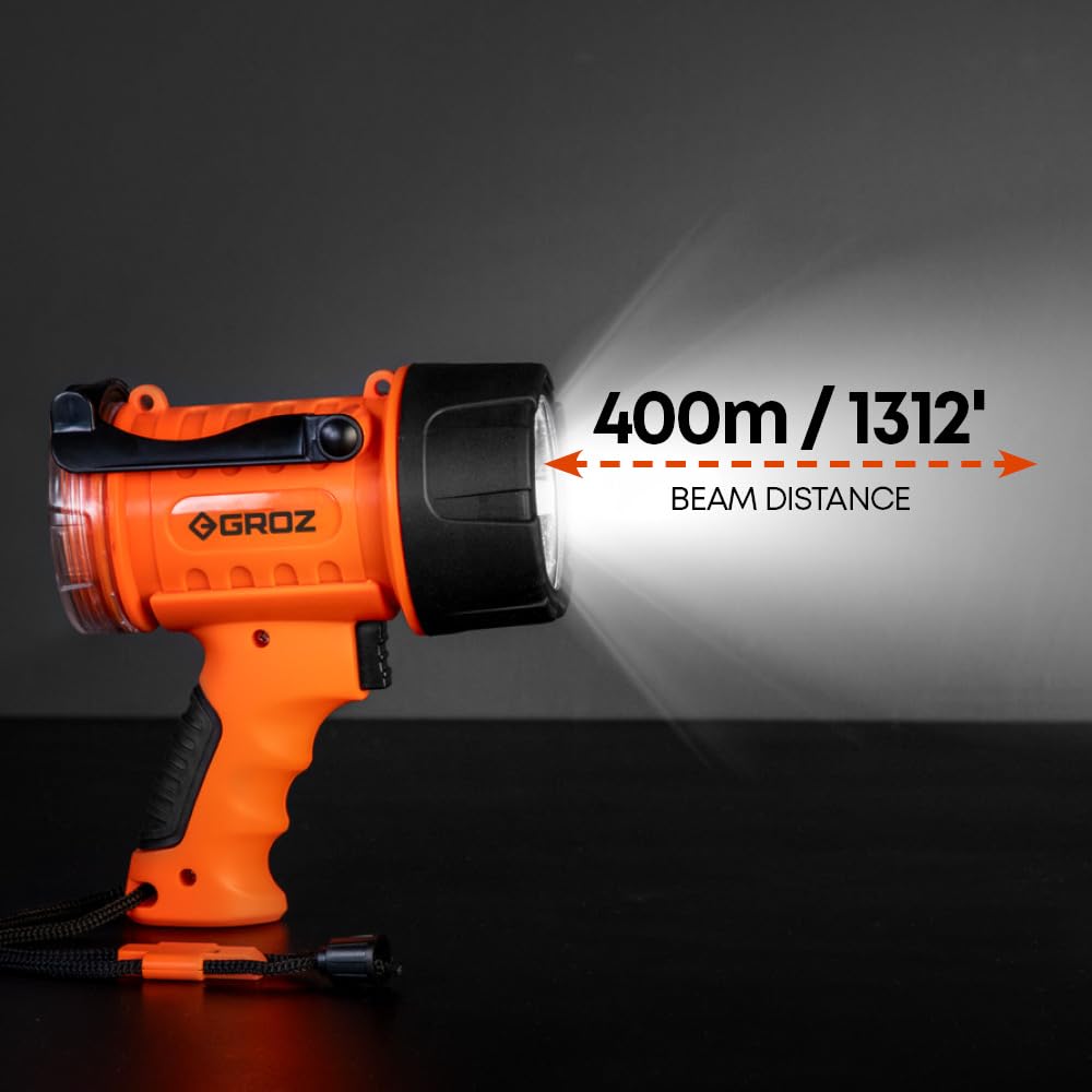 Groz Long Distance Torch Rechargeable - 400m Range, High Power | Rechargeable Torch 7W (LED) | Torch with SOS Mode | IP67 Waterproof Torch | CE, RoHS & CREE Certified | Emergency Torch | LED/402 - Image 6 thumbnail