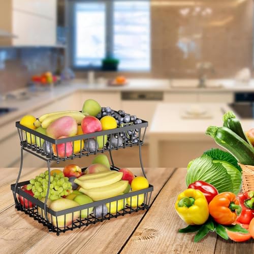 Cesta de almacenamiento multiusos de dos pisos para ordenar alimentos y comercio 7
