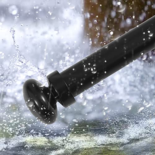 RYB HOME Black Curtain Rod for Window, 1" Rustproof Telescoping Single Curtains Rods with Oval Pattern Ball Finials for Shower Bedroom Patio Gazebo Porch, Matt Black, 1" Diameter, 48" to 86"
