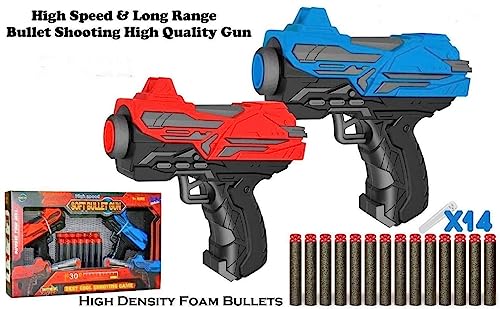 Image of Dual Foam Bullet Guns with 14 Free Bullets Soft Bullet Pistol Shooting Game for Kids (2 Pistol and 14 Bullet Included)