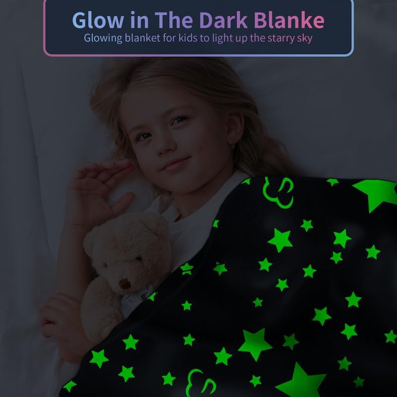Star Blanket for Girls, Pink Blankets Women, Glow in The Dark Blanket, Cute Teen Personalized Adults/Kids,Soft Fleece and Throw,Birthday Gifts 40inx 50in - Image 2