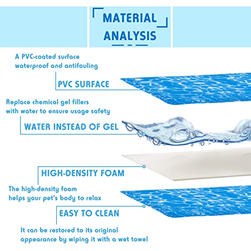 Dog Cooling Mat Pet Cooling Chill Pad Cool Blanket Water Injection Durable Cooling Dog Bed Mats For Extra Large Dogs Cats For Kennels Crates Beds Thick Foam Base #TOP2