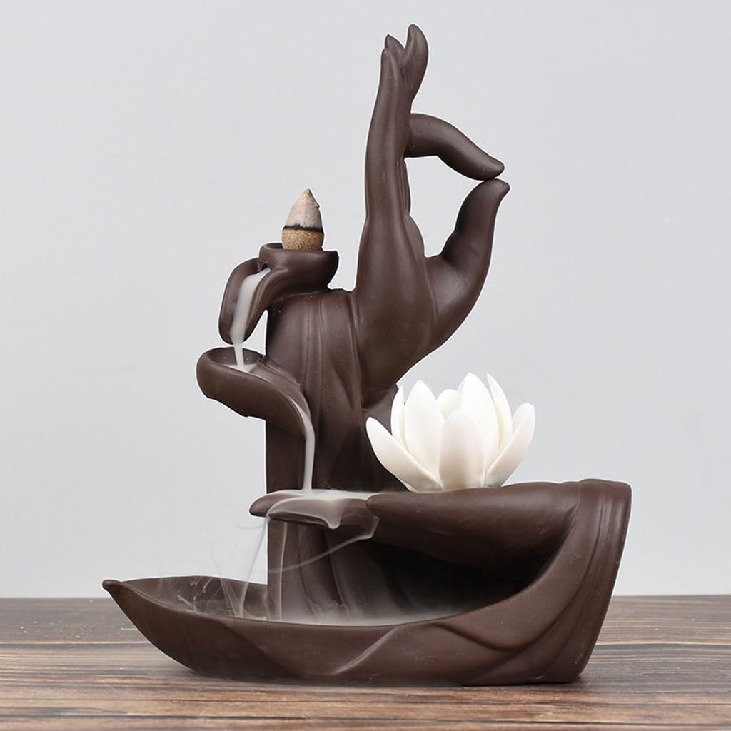 Portaincenso di Buddha Artigianato in Ceramica Arredamento for la casa Bruciatore di incenso a Flusso inverso Creativo Foshan Purple Sand Lotus Zen Heart Arredamento termale