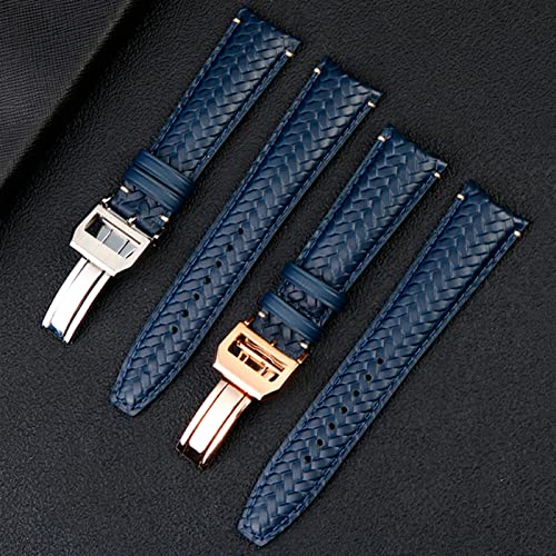 Bracelet montre cuir souple EZZON bleu pour remplacer un bracelet rigide