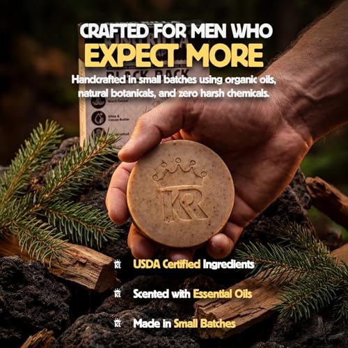 Image of Organic Cold Process Soap Bars for Men, Moisturizing Body Wash 3-Pack
