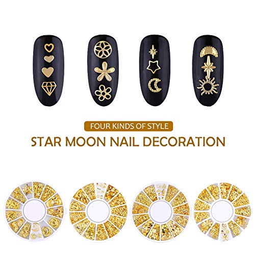 Kreativer metallischer 3D-Mond-Liebes-Stern, Herz, Blume, Nagel-Ornamente, Schmuck – 3# – Bild 4