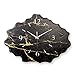 Produktbild Kreative Feder Designer-Wanduhr aus Stein (Beton) Größe ca. 40 x 30cm mit flüsterleisem Uhrwerk - Black & Gold schwarz