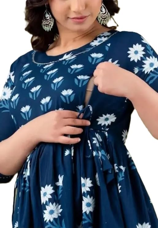 Maternity Feeding Kurta for Women | Nursing Kurti with Hidden Zipper | Pregnancy Dress Comfortable Stylish-image-45