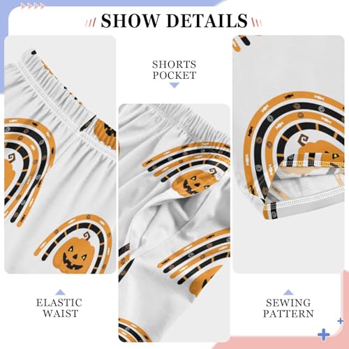 Boys' Pants Halloween Pumpkins and Rainbow Long Bottoms Jogger Pants Elastic Waist Trousers with Pockets S-XL4