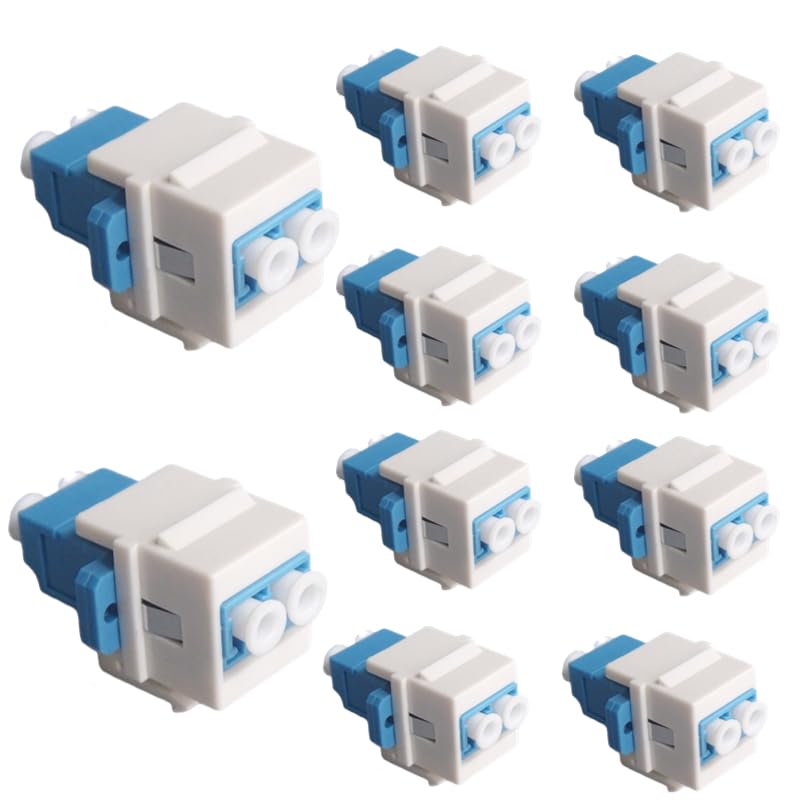 LC Fiber Optic Adapter LC to LC Simplex Single Mode 10GB F/F Keystone Coupler, Suitable for Wall Panels, Wiring Blocks, Surface Mount Boxes (10 Pack)